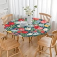 thumbnail image 3 of Pioneer Flower Floral Print Pattern Round Fitted Tablecloth with Elastic Edge,Dining Table Cover Waterproof,Outdoor Round Tablecloth for Camping,Dining,Indoor and Outdoor, 3 of 7