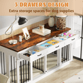 thumbnail image 5 of QUNTTINA 63'' Dog Cage Furniture for 2 Dogs,with Divider and 3 Drawers, White, 5 of 11
