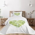 thumbnail image 3 of Ambesonne Green Flower Quilted Bedspread Set 2 Pcs, Valentines Day, Twin Size, Pale Green White Black, 3 of 6