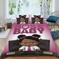 thumbnail image 2 of Bebé Jefe: Niña Africana Conjunto de sábanas temático, trío de piezas, cómodo y amigable con la piel, diseño único, regalo de decoración para el hogar para familiares, amigos y fans,135X200cm, 2 of 6