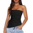 thumbnail image 1 of Blusa Mujer PRETTYGARDEN 2025 Sin Tirantes Fruncida Negra M, 1 of 8