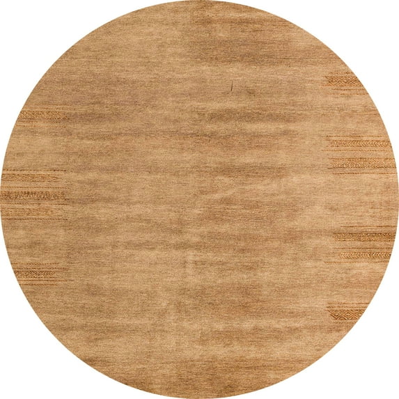 Ahgly Company Machine Washable Indoor Round Abstract Orange Area Rugs, 8' Round