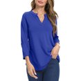 thumbnail image 4 of Guardurnaity Camisa de mujer con cuello en V Color sólido Top Verano Camisa V Casual Blusa suelta Prendas para la parte del cuerpo Azul METRO Guardurnaity AP003082-07, 4 of 6
