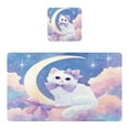 thumbnail image 2 of Square Leather Placemat Set One SizeX2 Heat-Resistant Washable Kitchen Table Decorations Cute Cat with Purple Bows, 2 of 8
