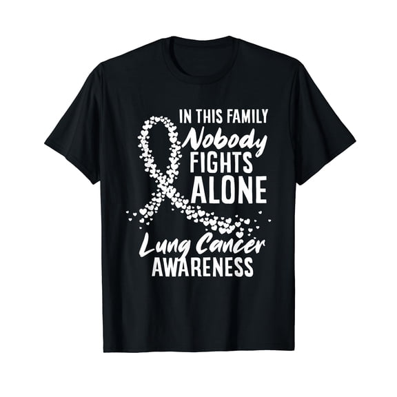 in This Family Nobody Fights Alone Lung Cancer Awareness T-Shirt