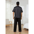 thumbnail image 5 of Mens Silk Satin Pajama Set Short Sleeve Button Down Pajama Set for Men 2 Piece Men's Satin Sleepwear Men's Long Pants Pajamas Set Mens Soft Loungewear Sets, S-XXL, 5 of 13
