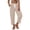 Khaki, variant on Womens Cotton Linen Pants Women Stripe Elastic Waist Drawstring Shorts with Pockets Ankle Shorts