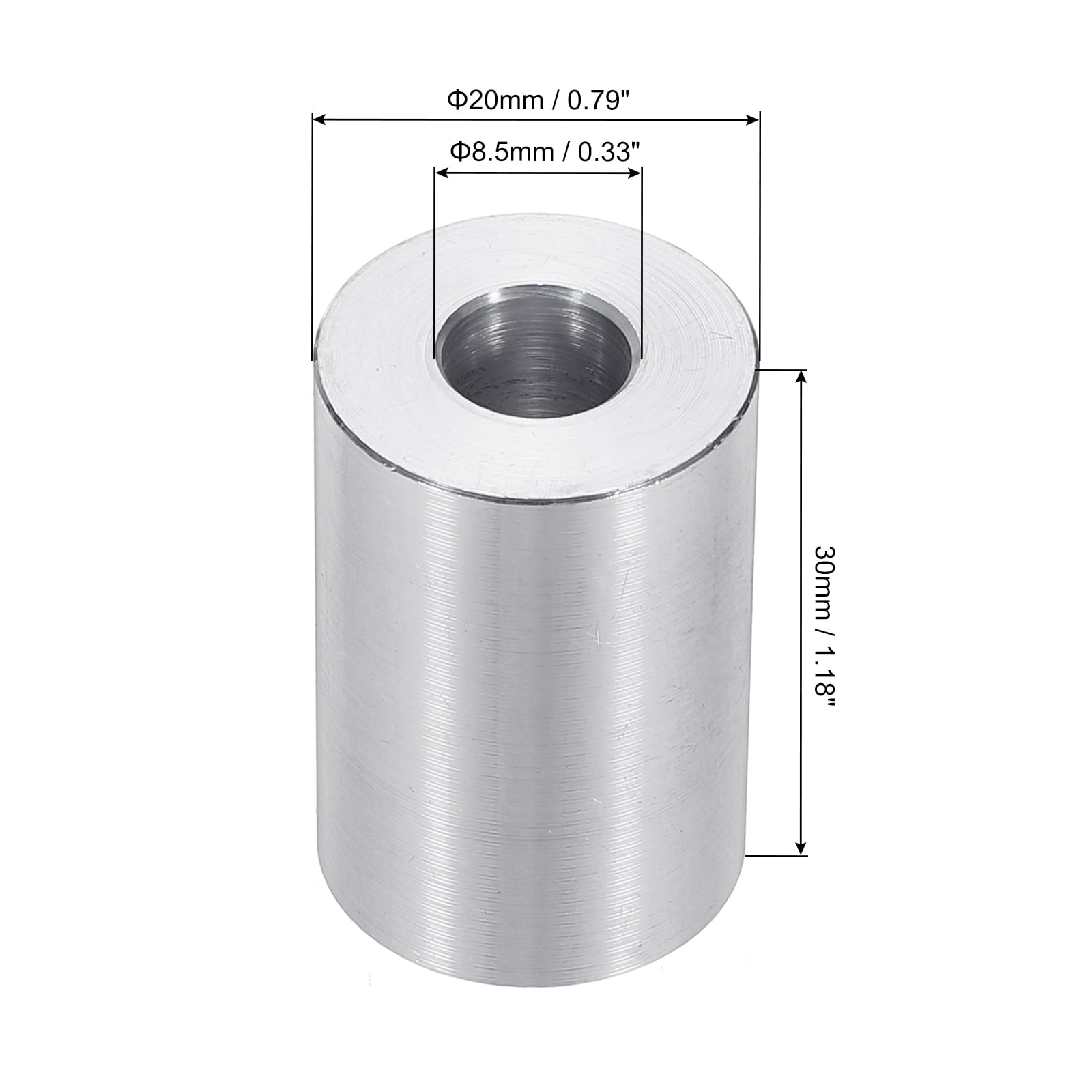 M8 Aluminum Spacers, 6 Pcs Metal Spacers Aluminum 8.5mm ID x 20mm OD x 30mm L Aluminum Spacer Screw Standoff Round for 5/16 or M8 Screw Bolts