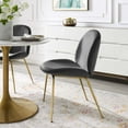 thumbnail image 2 of Contemporary Modern Urban Designer Dining Kitchen Room Side Dining Chair, Velvet Fabric Stainless Steel Metal, Grey Gray, 2 of 6