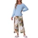 thumbnail image 1 of Conjunto de lounge para mujeres INSPIRE CHIC, camiseta de manga larga con capri floral, sets de pijama suaves y elásticos, ropa de casa de 2 piezas, XL azul, 1 of 6