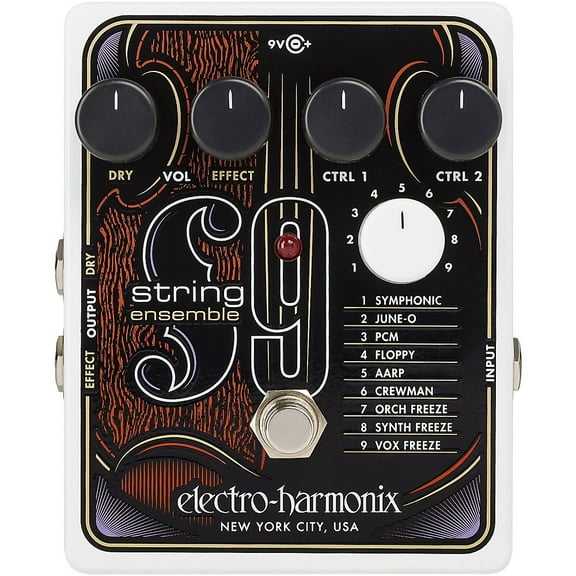 Electro-Harmonix STRING9 String Ensemble and String Synthesizer Effects Pedal Black and White