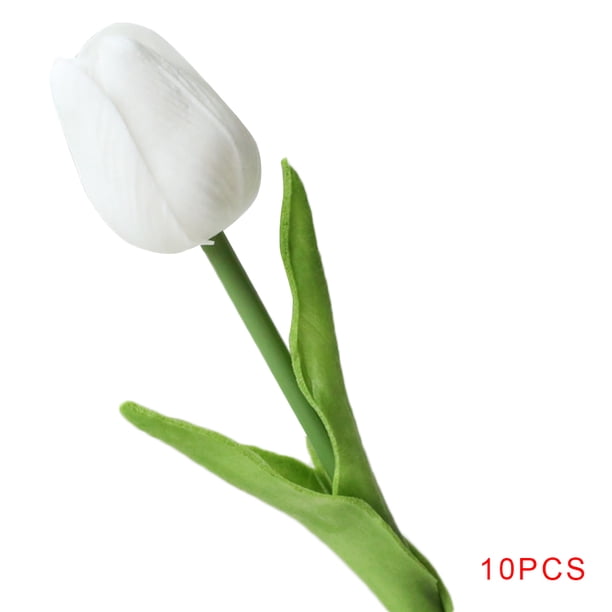 Tulipanes artificiales accesorios de fotografía de bricolaje decoración de la sala de estar del dormitorio de la boda Flor falsa 10 Piezas Jumpingount HA2197-02B