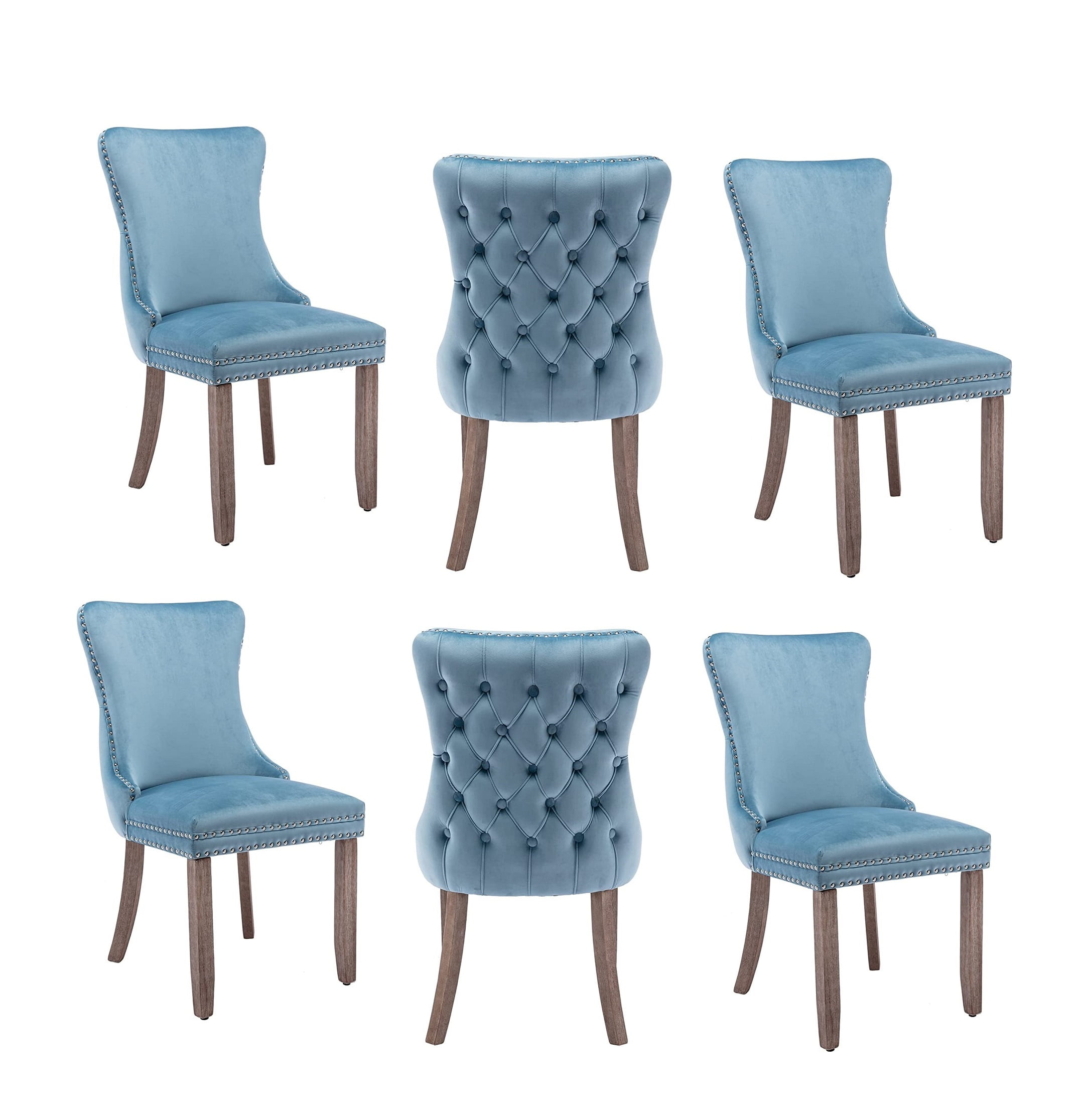 Modern Velvet Upholstered Dining Chairs with Back Button Nailhead Trim