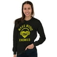 thumbnail image 4 of Make Music Not Enemies Cute Adorable Women Plus Size Long Sleeve Graphic Tee Brisco Brands 2X, 4 of 5