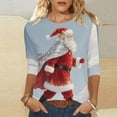 thumbnail image 5 of Xdegoge Christmas Shirt for Women 3/4 Sleeve Santa Funny Graphic T-Shirt Crewneck Vintage Casual Tops Pullover Family Holiday Casual Blouse Gifts 2025 Fall Winter Festival Clothes Fit Party, 5 of 7