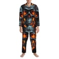 thumbnail image 3 of Naloa Flame Metal Skull Men’s Pajamas Set - Long Sleeve Button Down Sleep Shirt and Pajama Bottoms Sleepwear Set-X-Large, 3 of 7