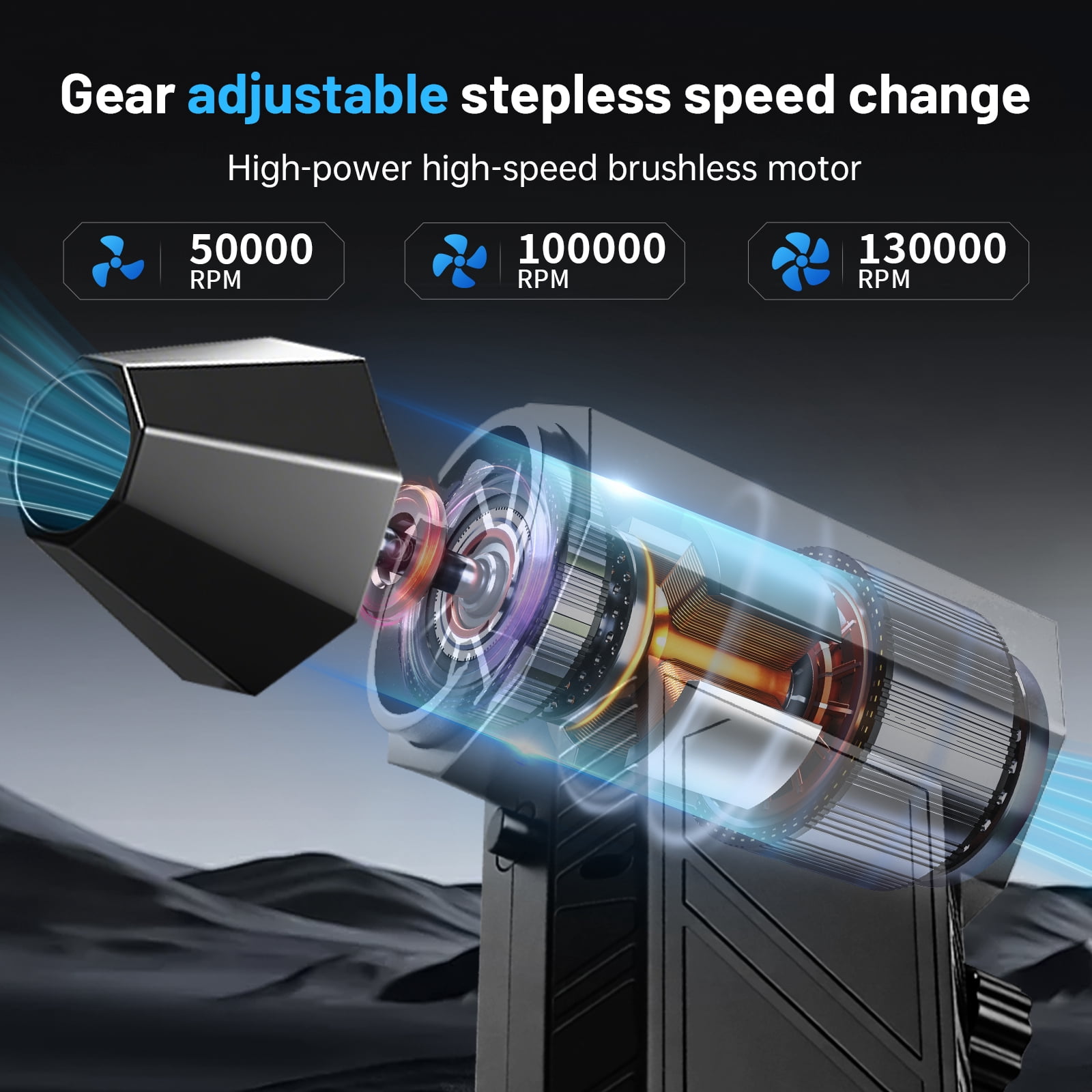 Compressed Air Duster, 130000RPM Super Power Cordless Air Duster Replace Compressed air can Gear Adjustable Mini Blower Dust Blower for Computer Keyboard House Outdoor and Car