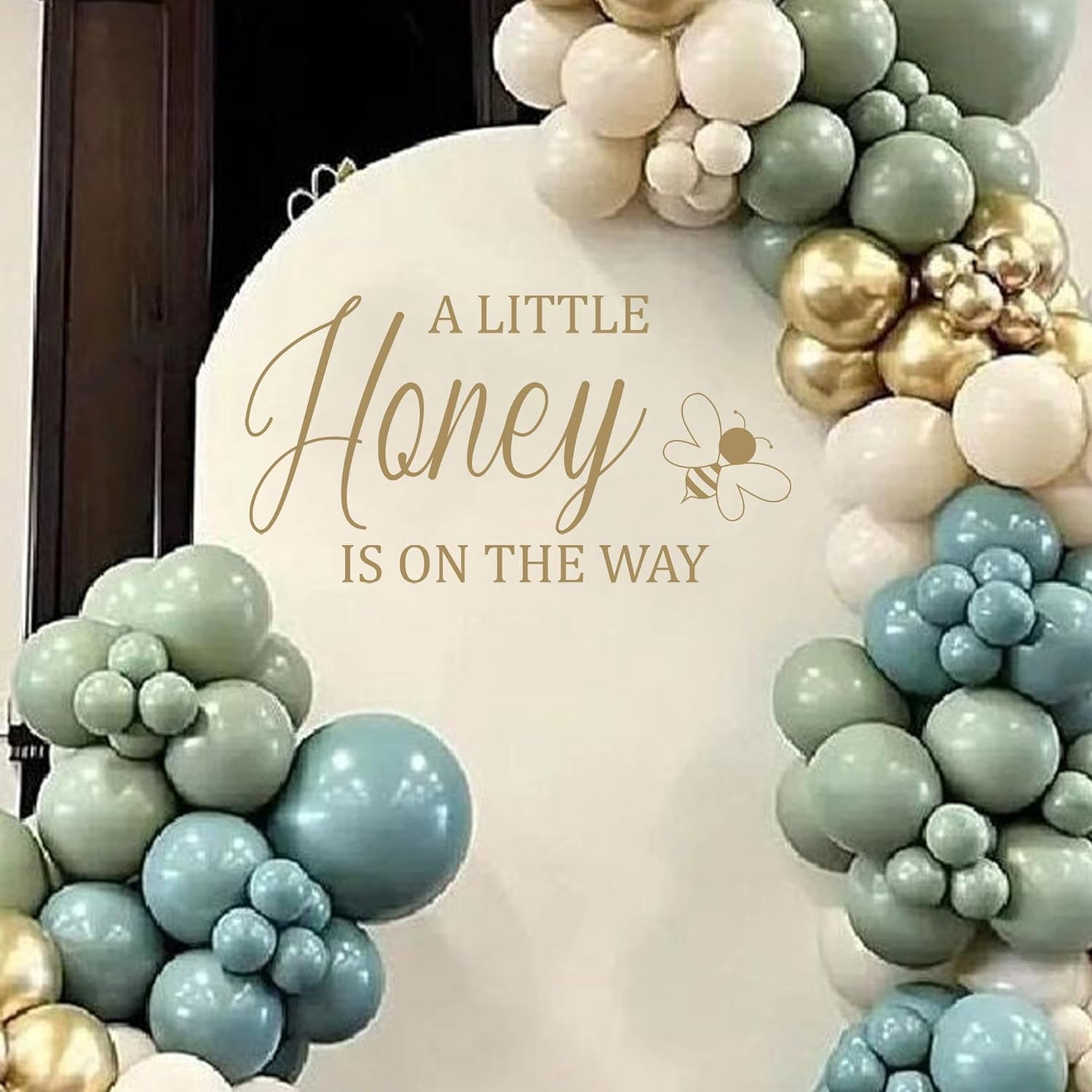 A Little Honey is on The Way Baby Shower Party Sign - Gender Reveal Decal for Girl or Boy - Bee Theme Vinyl Balloon Arch Decoration (Honey Decal)