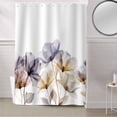 thumbnail image 5 of Fabric Shower Curtain, Purple Watercolor Flower Texture Printing Bathroom Curtain with 12 Hooks Waterproof No Bad Odor Machine Washable Bath Curtains for Bathroom, Spa Room, Background Cloth, 60"x72", 5 of 6