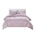 thumbnail image 1 of Housse de Couette à Imprimé Triangle Métallique Zoey Set Violet/argent Plein/queen, 1 of 4