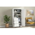 thumbnail image 2 of Bellemave Wide Storage Cabinet with Adjustable Shelves, Bathroom Cabinet with 3 Doors, Wooden Storage Cabinet with 3 Drawers Storage Organizer Cupboard Floor Cabinet, White, 2 of 12