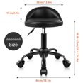 thumbnail image 3 of KKTONER Tabouret Roulant avec Dossier Hauteur Réglable Chaise Ronde avec Roues Pivotante Travail de Dessin Tabouret en Cuir PU Petit (Noir), 3 of 7