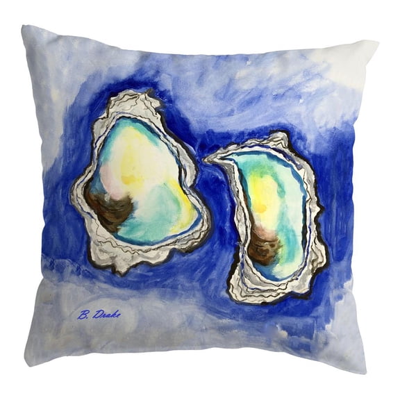 Betsy Drake Interiors Aqua Oysters Small Noncorded Pillow 12x12