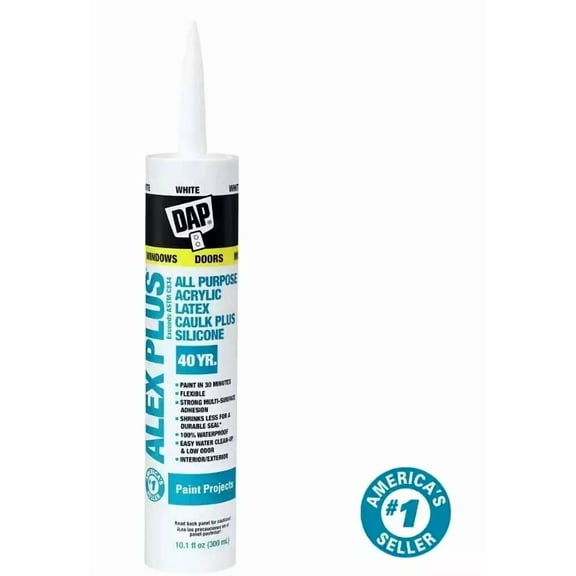 OPAL- Dap Alex Plus All Purpose Acrylic Latex Caulk Plus Silicone, Clear - 10.1 Oz.