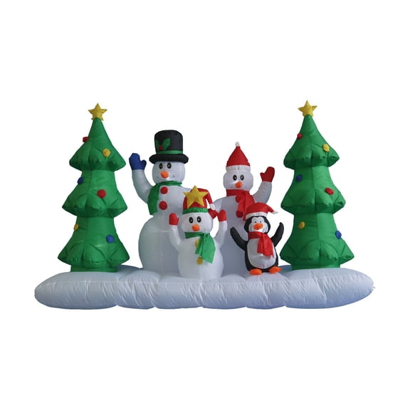8 Foot Wide Christmas Inflatable Snowman Penguin Tree Air Blown Yard Decoration
