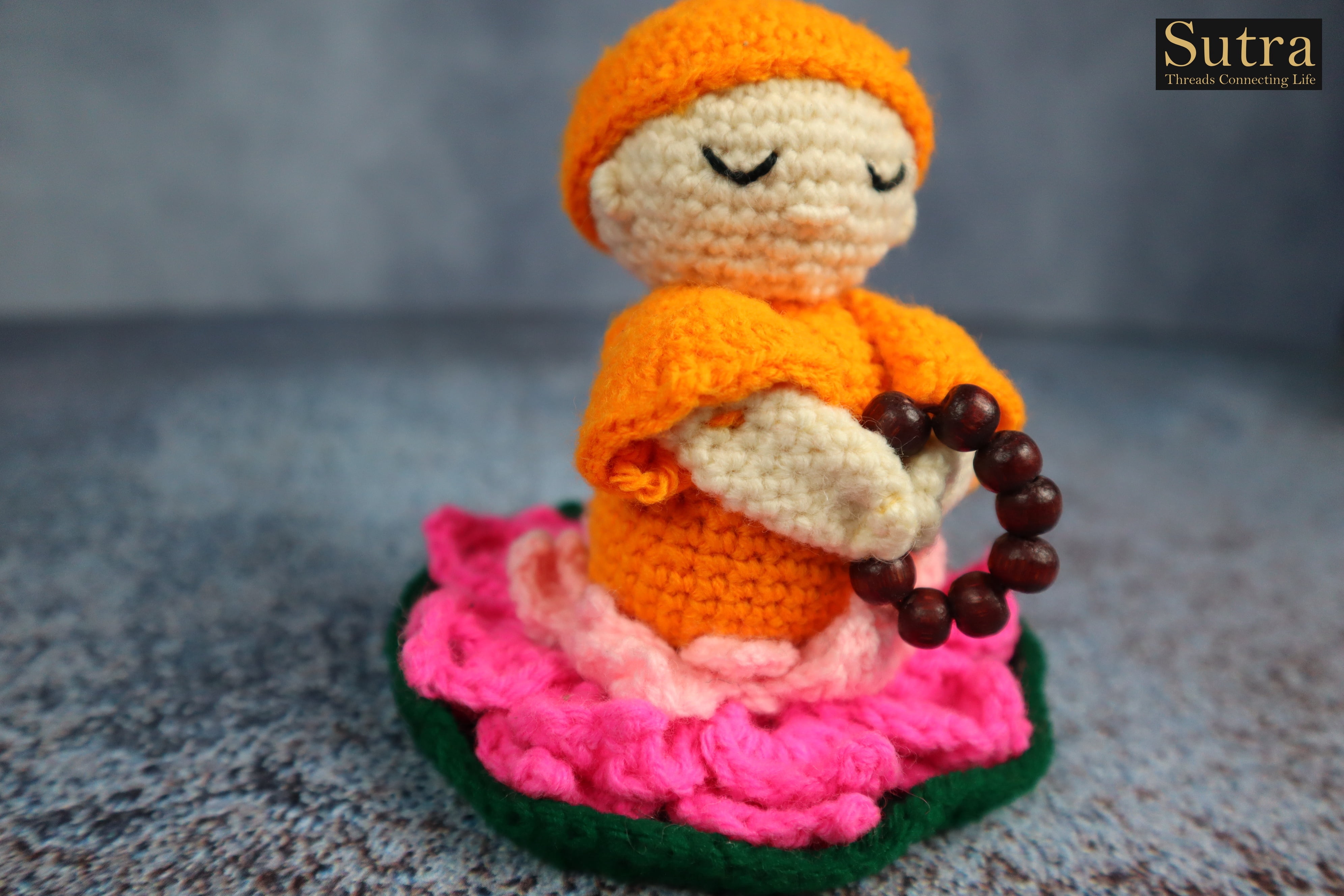 Gift for religious friends,Serene and Artistic Home Décor, Crochet buddha doll, Amigurumi big buddha, Happy monk
