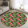 thumbnail image 2 of Tropical Flower Round Rug 3.3ft Area Rug Washable Soft Non-Slip 3.3' Circle Low Pile Rugs Green Palm Leaves Pastoral Plant Summer Carpet for Bedroom Living Room Entryway Home Office Dining Room, 2 of 8