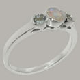 thumbnail image 2 of LBG British Made 925 Sterling Silver Real Genuine Opal & Aquamarine Womens Promise Ring - 33 size options - Size 5.75, 2 of 7