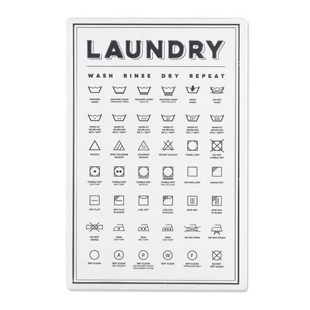 Mr. MJs AB-27-PRESS-689 10 x 15 in. Laundry Symbols Wall Sign  White & Black - Metal