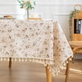 thumbnail image 5 of Xiao Hua 1 mantel pequeño de estilo campestre fresco con estampado de diente de león gris, juego de mesa de centro para el hogar, encaje con borlas 260 * 140 cm, 5 of 5