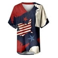thumbnail image 4 of Blouse d'Été Grande Taille à Manches Courtes pour Femmes Col Rond Imprimé T-Shirts Manches Courtes T-Shirt Blouse Ample Hauts Col en V T-Shirt Femmes en Liquidation, 4 of 5
