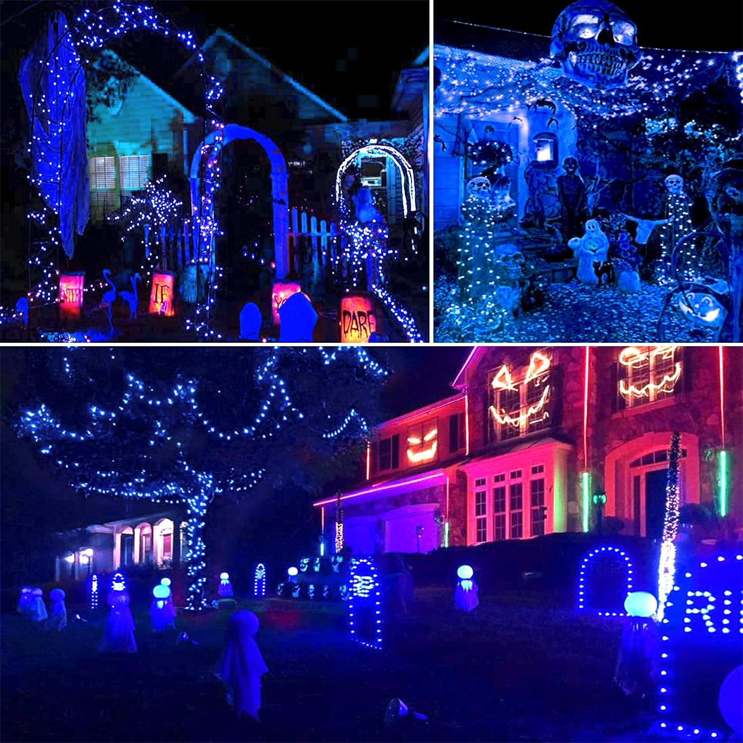 4 Pack Solar Fairy String Lights Outdoor 184FT 520LED, Juhefa IP65 Waterproof Christmas Twinkle Lights for DIY Christmas Decorations, Garden, Wedding, Holiday (Blue)