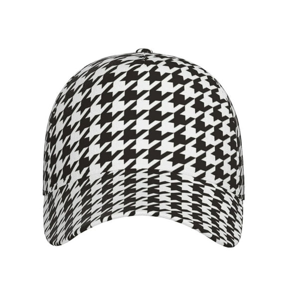 Lsque Houndstooth Black And White Baseball Cap Trucker Low Profile Hat Golf Dad Hat Adjustable Original Classic Unconstructed Plain Cap Men Women