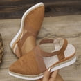 thumbnail image 5 of Dakaela Womens Wedges Sandals Closed Pointy Toe Platform Slip on Espadrille Elastic Criss Crooss Straps Slingback Summer Dressy Clogs Shoes Brown 9.5, 5 of 8