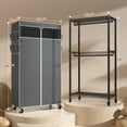 thumbnail image 6 of 79" H Rolling Clothes Rack with Cover 450LBS Heavy Duty Clothing Rack Freestanding Wardrobe Closet with Wheels, Black, 6 of 8