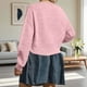 thumbnail image 4 of Cárdigan de punto para mujer, color liso, cuello redondo, suéter con botones, cárdigan, top para mujer, 4 of 8