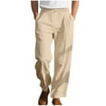 thumbnail image 2 of SYMOID Men's Elastic Waist Straight Leg Pants - 100% Polyester Quick-Drying Wrinkle-Resistant, Khaki, Size L, Ideal for Casual & Business Casual Wear, 2 of 8