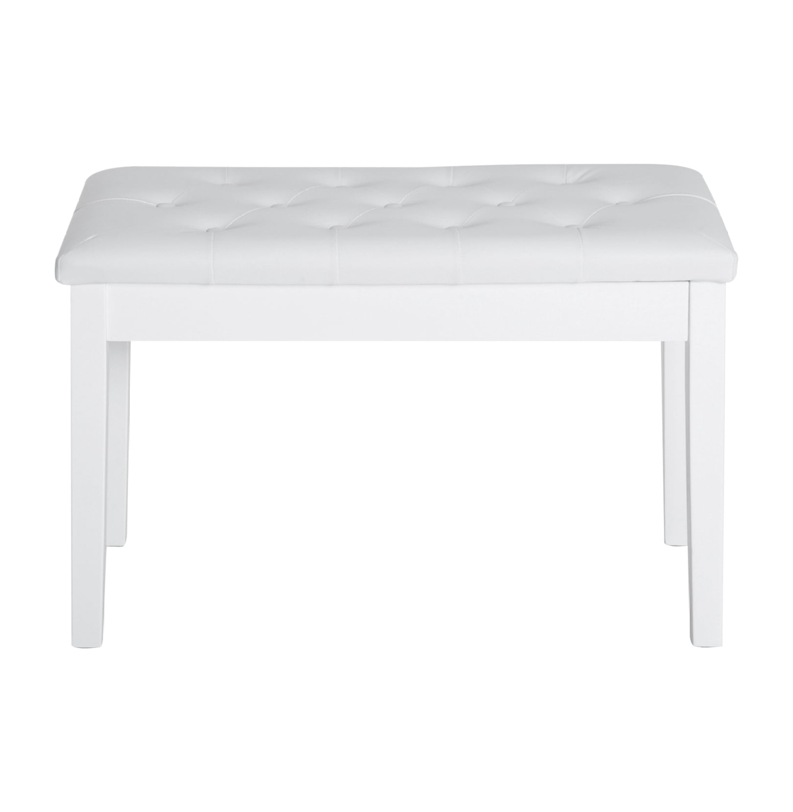 Duet Piano Bench with Faux Leather, White - Adjustable Piano Seat for 2 Pianists, Kids Lessons, Traditional Style