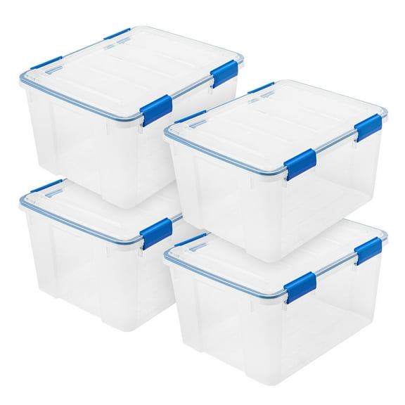 IRIS USA 44 Quart Weatherpro Plastic Storage Bins, Clear, 4 Counts Pack