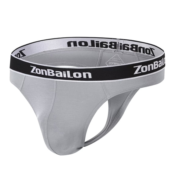 TANBOM Mens Sexy G String Thongs Soft Bulge Pouch Breathable Stretchy Underwear Light Grey XXL