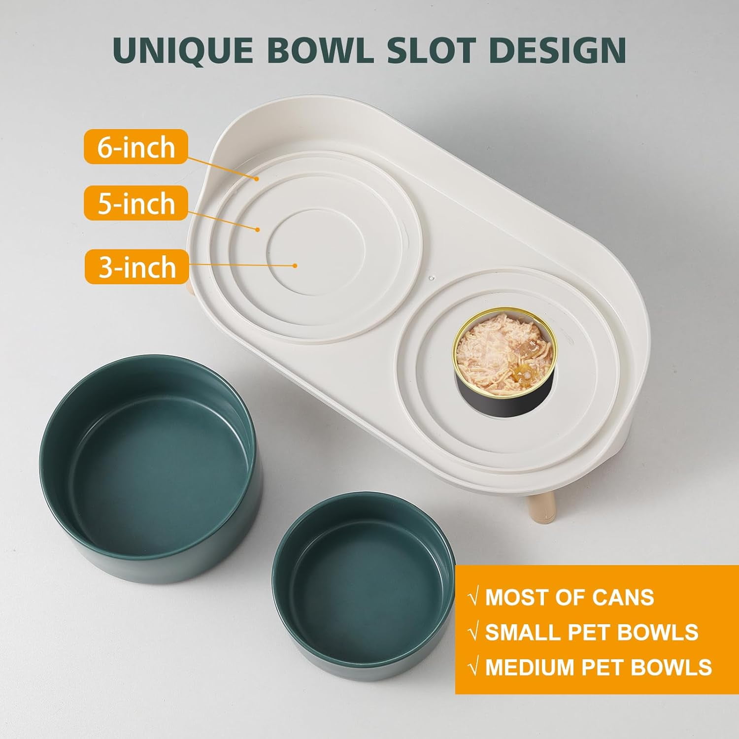 Elevated Double Dog Bowl Set with Stand - Splash Proof Raised Food and Water Dishes for Small to Medium Pets - 2 x 850 ml Capacity