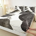 thumbnail image 3 of Homewish Botanical Plants Leaves 4pcs Bed Sheets For Children Teens Adults,Minimalist Mid Century King Sheets,Abstract Stripes Lines Super Cozy Sheet Set,Ultra Soft Home Decor, 3 of 7