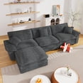 thumbnail image 2 of Nkurdsu 113" Modular Sectional Sofa with Ottoman, Corduroy L Shaped Cloud Couch for Living Room, 3 Seater, Gray, 2 of 4