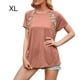 thumbnail image 1 of Camiseta de mujer con estampado de manga corta, cuello redondo, camiseta informal de verano, marrón, XL sidaley AP001232-16, 1 of 7