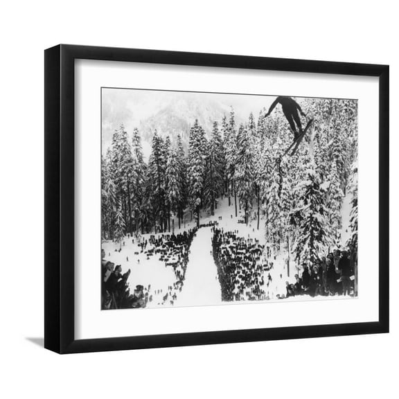 Art.com Nordal Kaldahl of Canada Won the Northwest Ski Jumping Championship, at Big Hill, Cascade Mountains Premium Photographic Print, Black Frame Wall Art, 21" x 17"