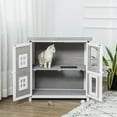 thumbnail image 6 of PawHut 2-Tier Cat House, Outdoor Feral Cat Shelter, with Weather Resistant Roof, Escape Door, PVC Curtain, Glass Window, Grey, 6 of 9